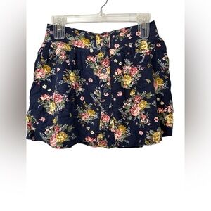 Forever 21 Floral Button-Up Mini Skirt Linen Blend Medium